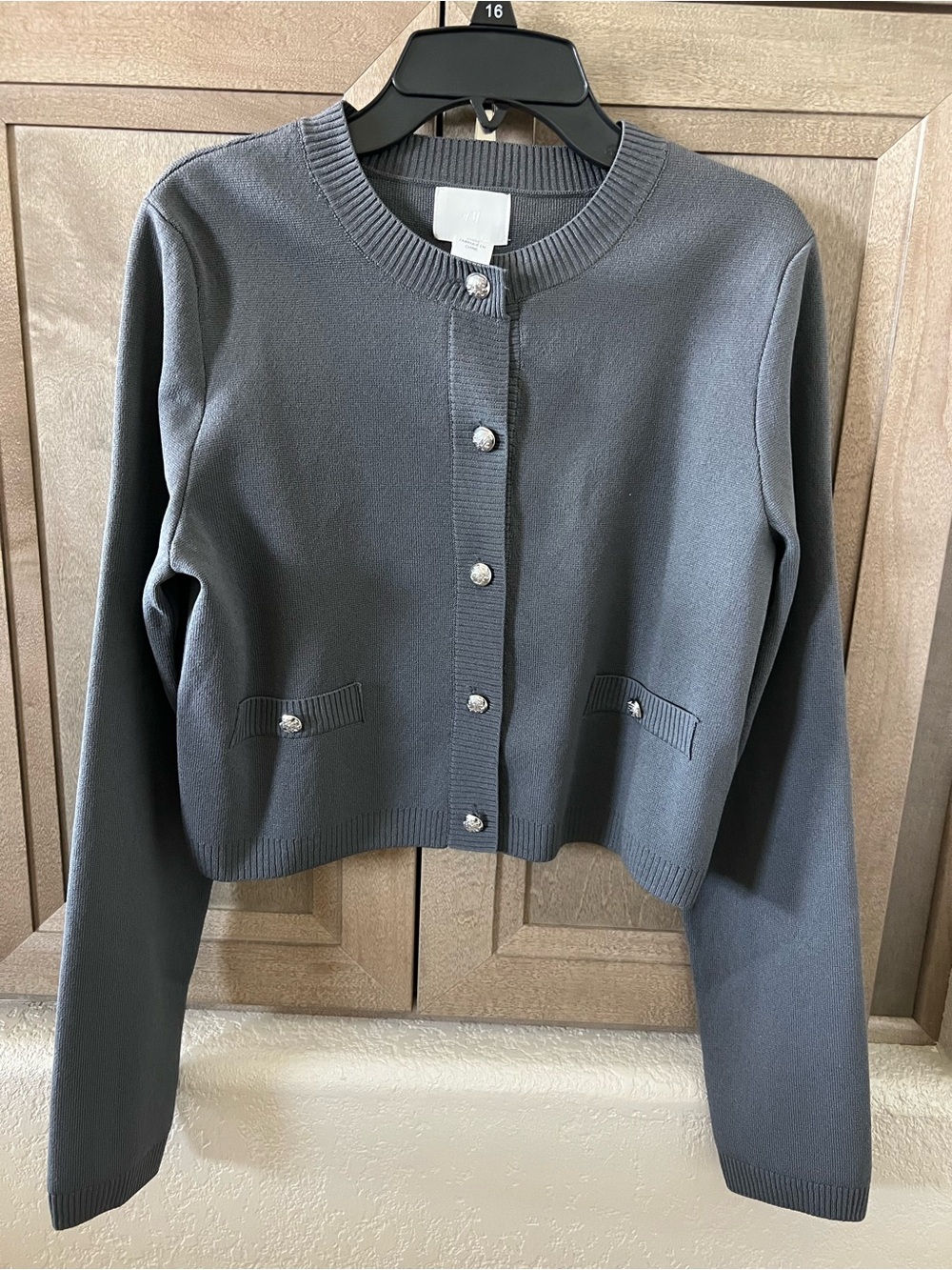 H&M Dark Gray Crewneck Button Cardigan